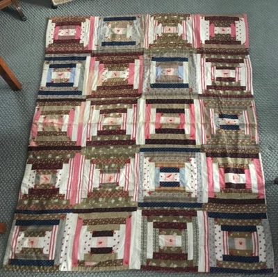 Vintage 1900’s Patchwork Quilt Squares Vintage Cloth 80”x 66” - Image 1 of 4