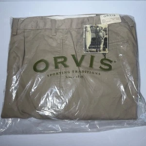 Orvis Herren NEU Hose Größe 42 x 30 hellbraun Ultimate Khaki’s Plissee Bündchen Freizeit - Bild 1 von 3