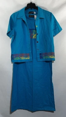 Maxi Vestido y Blazer Top Años 80 90 Mujer 14 Conjunto de 2 Piezas Hecho en EE. UU. Playa Crucero Vaca Foto 1 de 4