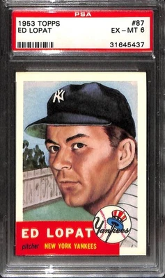 1991 Topps Archives #87 ED LOPAT PSA 6 EX-MT 31645437  - Image 1 of 3