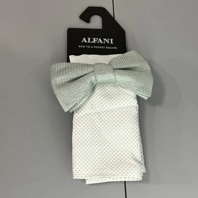 Pajarita y bolsillo Alfani para hombre verde blanco nuevo con etiquetas precio de venta sugerido por el fabricante 55 USD Foto 1 de 4