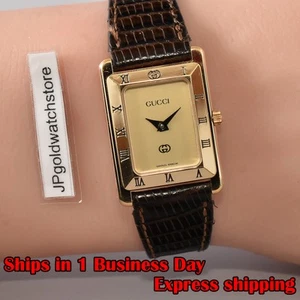 Reloj de cuarzo para dama "como nuevo" vintage GUCCI 4200L esfera dorada tanque romano cuadrado 20 mm - Imagen 1 de 15