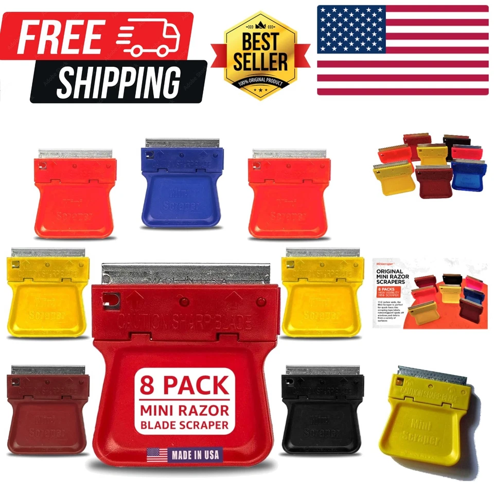 Original Mini Razor Scrapers 8 Pack U.S. Made