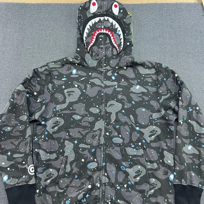 Sudadera con Capucha Bape A Bathing Ape Space Camo Tiburón Cremallera Completa XL Brillante Oscuro WGM Foto 1 de 4