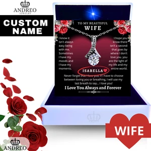 Teardrop CUSTOM Anniversary Birthday Gift Necklace Jewelry Wife Gifts ANDREO - Picture 1 of 36