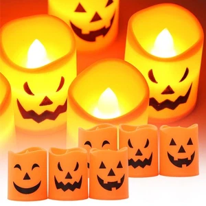 Happy Halloween Candle Pumpkin Lights Battery Flickering LED Party Decoration AU - Picture 1 of 12