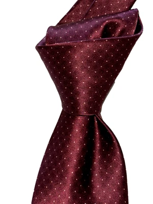 $295 NWOT BRIONI Wine pindots 3.6" men's Satin silk handmade neck tie ITALY - Image 1 of 4