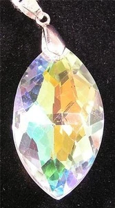 ANHÄNGER/HALSKETTE Brillant facettiertes Glas AB irisierend KRISTALL MARQUISE - Bild 1 von 1