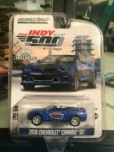 1/64 GREENLIGHT 2017 CHEVROLET CAMARO CONVERTIBLE SS INDY 500 PACE CAR BLUE - Picture 1 of 2