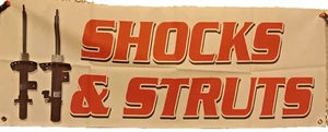 "SHOCKS & STRUTS" Vinyl Banner - WINDOW HANGING SIGN FESTAPRINT 18"X48" - Picture 1 of 5