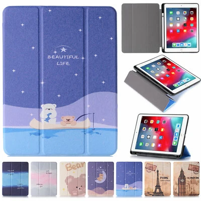 Fashion Cute Leather Trifold Stand Smart Case Cover Pencil Holder For Apple iPad - Image 1 of 4