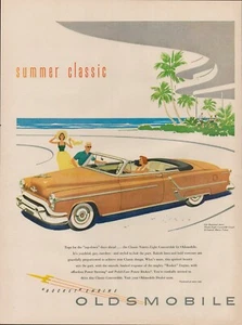Oldsmobile Olds Ninety Eight 1953 convertible cupé anuncio impreso vintage Beach Palm - Imagen 1 de 9