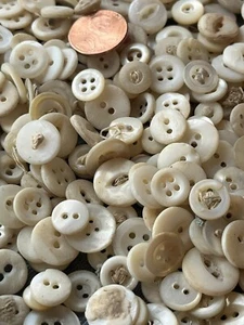 1/2 POUND  LOT Vintage Mother Pearl MOP Button Shell, Small + Medium 2 & 4 Holes - Picture 1 of 5