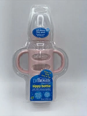 Pink Dr. Brown's Milestones Transitional Sippy Botella Manijas de Silicona 8oz NUEVO Foto 1 de 2