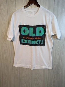 vintage 80s Old is better than extinct white Hallmark inc t-shirt XL center star - Picture 1 of 7