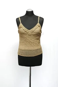 Nicowa Damen Trägershirt Top 40 gold braun V-Neck Ärmellos Glitzer Viskose - Bild 1 von 5