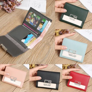 Small Leather Wallet Women's Trifold Credit Card Holder Purse Money Clip Handbag - Picture 1 of 22