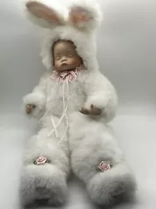 Vtg Anne Geddes Collections Sleeping Baby Bunny With Porcelain Face/Hands - Picture 1 of 12