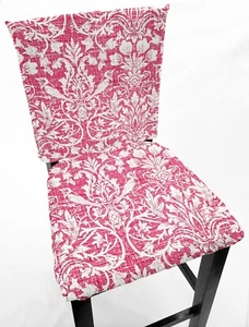 Fundas traseras o fundas de asiento para silla de comedor rosa floral damasco - Imagen 1 de 10