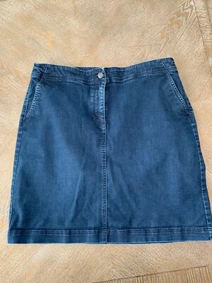 Talbots Blue Denim Skirt 14 Cotton Blend  Slide Pockets Waist 36” Length 20” - Image 1 of 4