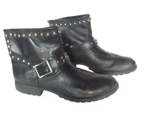 KELSI DAGGER Womens Size 9.5 MAX BLACK STUDDED LEATHER ANKLE MOTO BOOTS - Picture 1 of 7