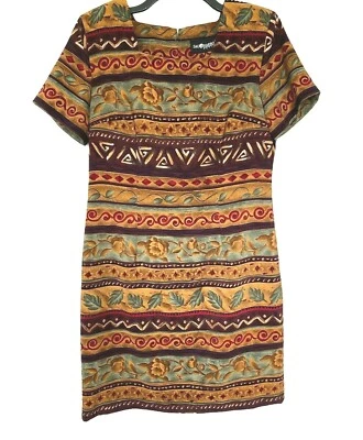 Vestido para mujer Sag Harbor Petite talla 8P hasta la rodilla mangas cortas colores vibrantes  Foto 1 de 4