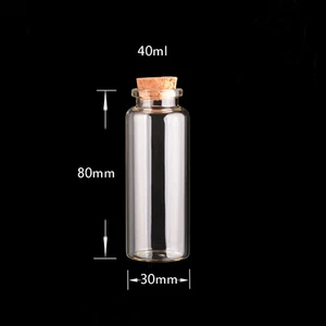 100pcs 40ml Clear Glass Bottle Cork Bottles Empty Jars Wedding Favours Container - Picture 1 of 4