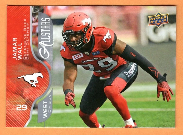 Jamar Wall 2017 Upper Deck CFL all-star card Calgary Stampeders  Texas Tech — 第 1/1 张图片