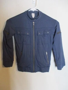 NWT Kate Quinn Knit Motorcyle Full Zip Pockets Jacket in Blue Size 6 - Picture 1 of 4