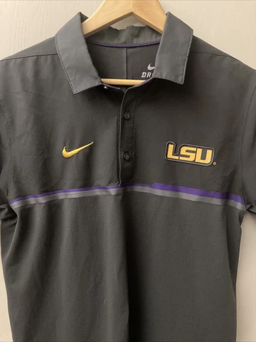 LSU Tigers Nike Dri-Fit Lightweight On Field Polo Shirt Mens small Cover