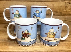 SET OF 4 - ONEIDA / SAKURA DEBBIE MUMM - SNOW FAIRIES HOLIDAY 12 OZ. COFFEE MUGS - Picture 1 of 4