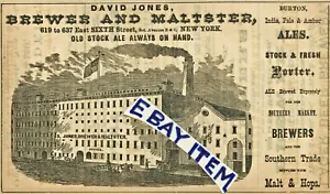 1874 NEW YORK Werbung DAVID JONES BREWER & MALTSTER Brauerei BIER - Bild 1 von 1
