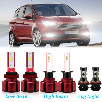 For Ford C-Max 2013-2017 Led Headlight Hi/Lo+Fog light Combo Bulbs White 6pcs - Image 1 of 4