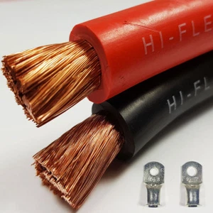 95mm2 Black Red 500 A Amps Flexible PVC Battery Welding Cable FREE LUG PER METRE - Picture 1 of 8