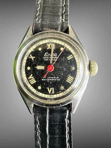 Vintage Eska WW2 Military Era Rare Double Edge Steel Back Case Watch Works 23mm - Picture 1 of 6