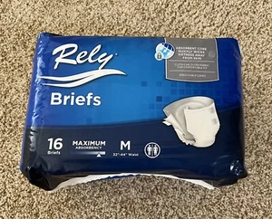 Rely Maximum Absorbency Briefs Size M 16 count 32" To 44" Waist - Picture 1 of 6