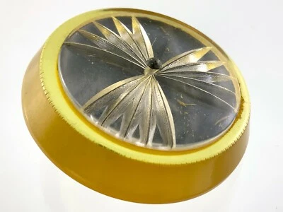 Bakelite With Lucite Gray Color Garment Button 1.5in Marble Pattern 329B - Image 1 of 4