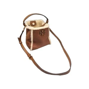 Bolso Bandolera Tory Burch Pequeño Mcgraw Genuino Piel de Oveja Cubo En Tiramisú Oscuro - Imagen 1 de 10