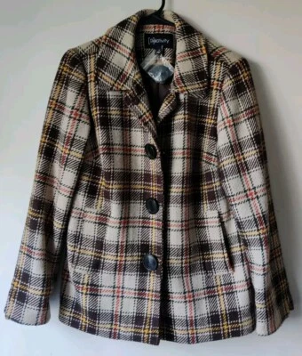 Chaqueta Relativity Colores Otoño Rojo/Marrón Imitación Bottun Snap Cuadros Talla 6 Foto 1 de 3