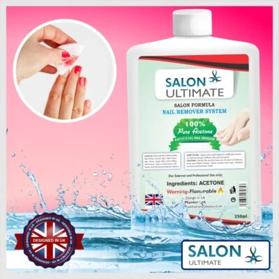 SALON ULTIMATE Acetone 100% Pure Superior Quality Nail Polish Remover UV/LED GEL Soak Off 100ml