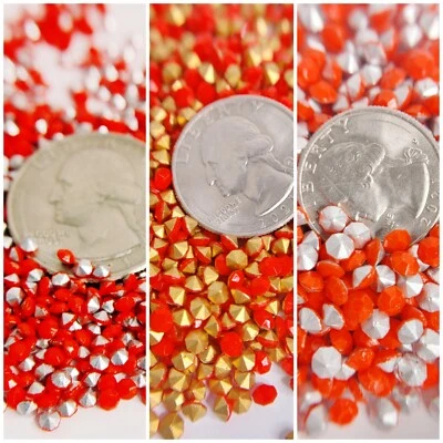 Nuevo CORAL (¡5 o 10 brutos!) Chatons Brillantes Láminados Facetados (TÚ ELIGES LA TALLA) Foto 1 de 4