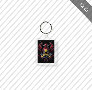 12 Deadpool Wolverine Super Hero Keychain Birthday Party Favor Gifts Goodie Bag - Picture 1 of 1