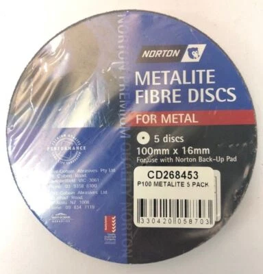 DISCOS DE FIBRA METÁLICA P100 - DISCOS DE FIBRA NORTON METALITA (PAQUETES DE 5) 100MM X 16MM Foto 1 de 2