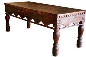 Antique Coffee Table, Tree of Life Floral Painted, Accent Table, RUSTIC Wood