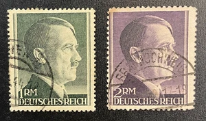 Germany # 524,525 Used -Two Adolf Hitler Issues 1RM + 2RM  [W10.6.2] - Picture 1 of 2
