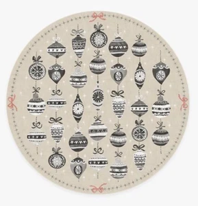 Ruggable Round Area Rug 6' Machine Washable Festive Garland soft Grey Christmas - Picture 1 of 6
