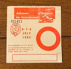 Grand Prix Johnson of Belgium Original Pass Entry Ticket 6-8 July 1984 Spa - Picture 1 of 2