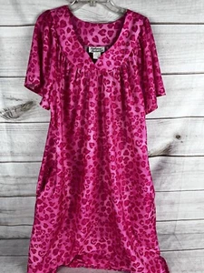 Vintage Anthony Richards Pink Leopard Print Coffee Coat Patio Dress Duster M - Bild 1 von 6