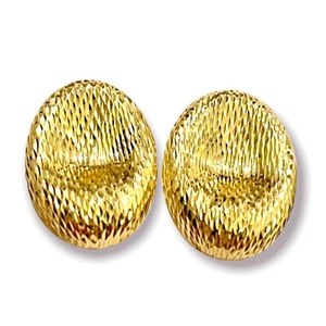 "Pendientes vintage de oro amarillo macizo de 14K ovalados brillantes corte diamante 1,25"" 5,2 g 14 kt" - Imagen 1 de 4