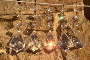 x5 Chandelier Vintage French Clear Glass Crystal Baroque Belle Pendeloque Drops - Picture 1 of 10